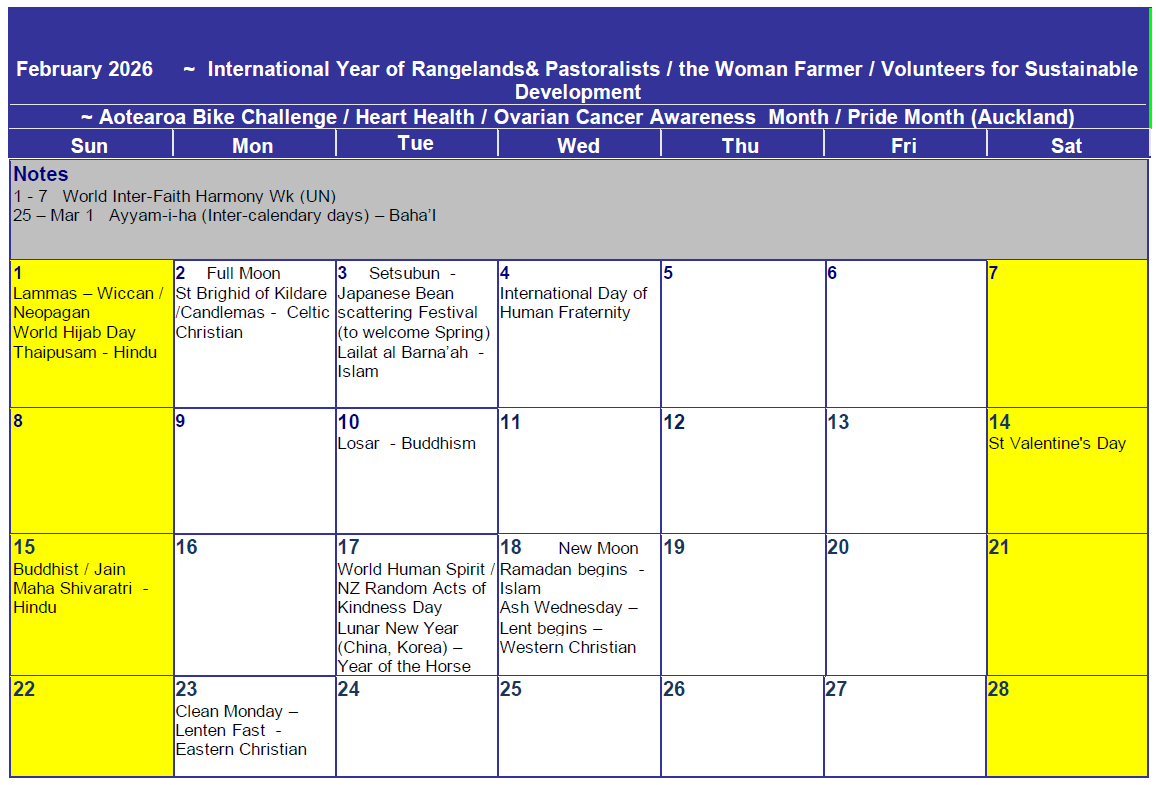 Read more about the article Religious Celebrations – Feb 2026 Calendar