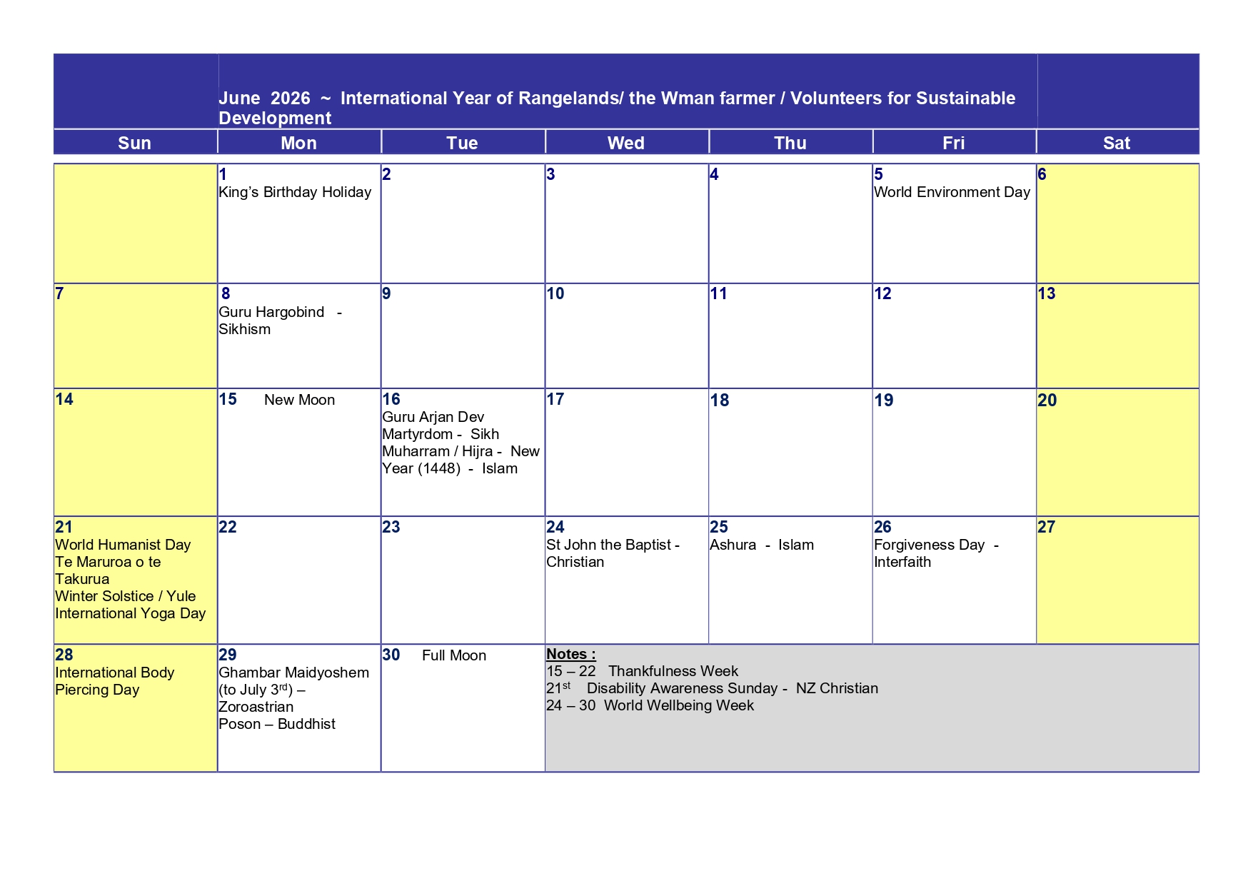Read more about the article Religious Celebrations – June 2026 Calendar